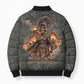 Queen Nzinga Bomber Puffer Jacket Fierce African Warrior Queen - Dark Tribal Fire Art - African Pride