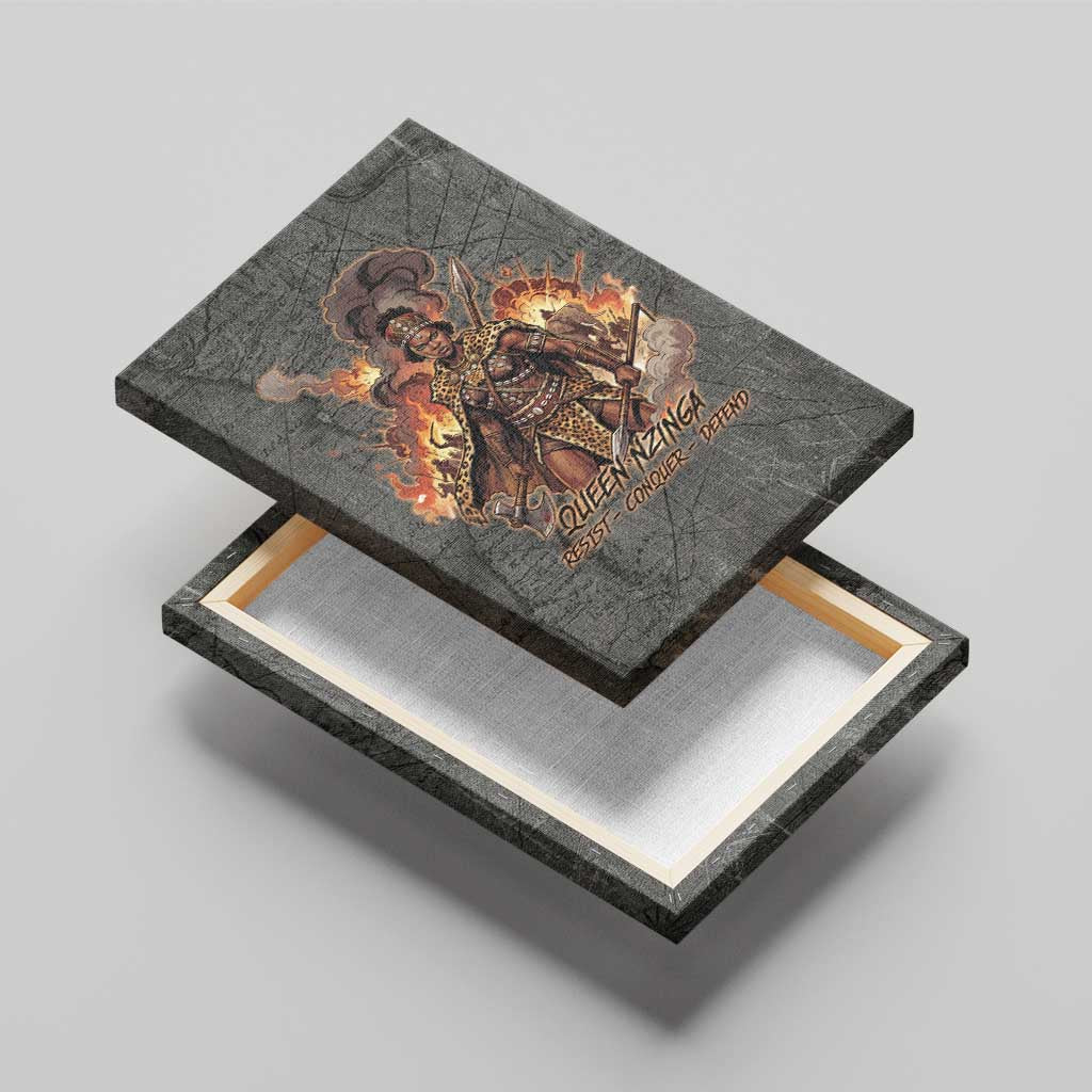 Queen Nzinga Canvas Wall Art Fierce African Warrior Queen - Dark Tribal Fire Art - African Pride