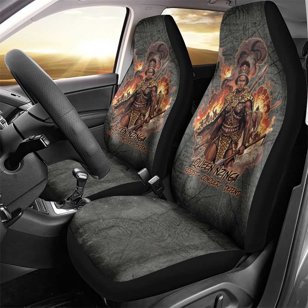 Queen Nzinga Car Seat Cover Fierce African Warrior Queen - Dark Tribal Fire Art - African Pride
