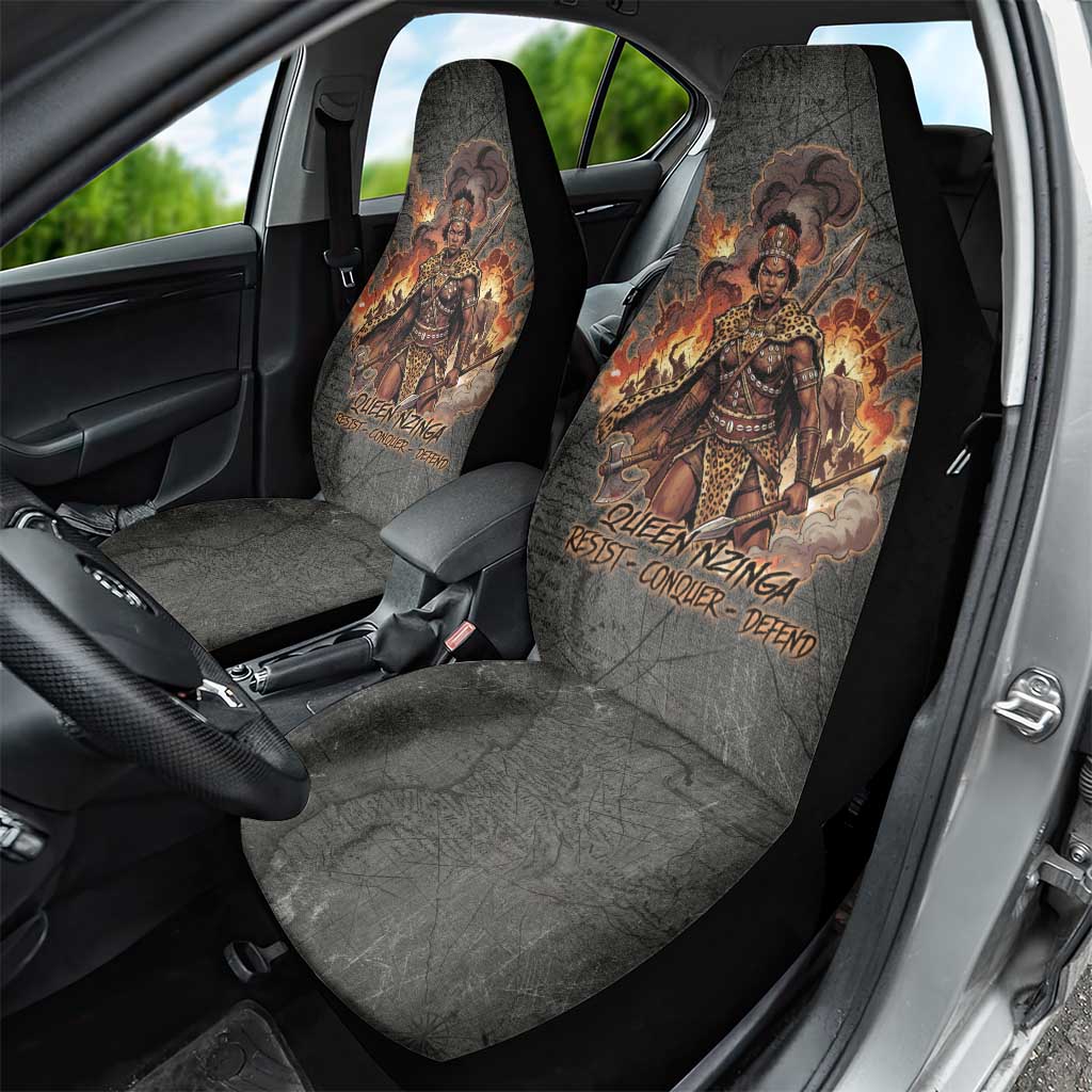 Queen Nzinga Car Seat Cover Fierce African Warrior Queen - Dark Tribal Fire Art - African Pride