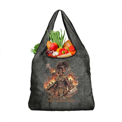 Queen Nzinga Grocery Bag Fierce African Warrior Queen - Dark Tribal Fire Art - African Pride