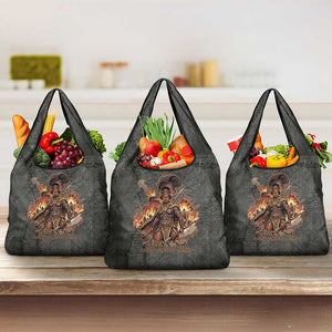 Queen Nzinga Grocery Bag Fierce African Warrior Queen - Dark Tribal Fire Art - African Pride