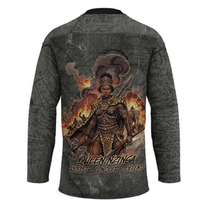 Queen Nzinga Hockey Jersey Fierce African Warrior Queen - Dark Tribal Fire Art - African Pride