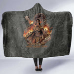 Queen Nzinga Hooded Blanket Fierce African Warrior Queen - Dark Tribal Fire Art - African Pride