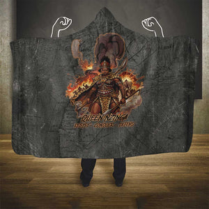 Queen Nzinga Hooded Blanket Fierce African Warrior Queen - Dark Tribal Fire Art - African Pride