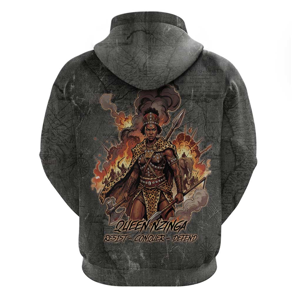 Queen Nzinga Hoodie Fierce African Warrior Queen - Dark Tribal Fire Art - African Pride