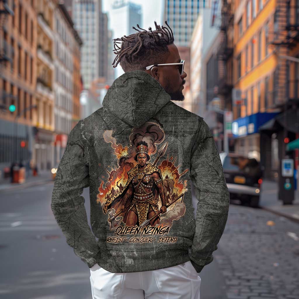 Queen Nzinga Hoodie Fierce African Warrior Queen - Dark Tribal Fire Art - African Pride
