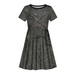 Queen Nzinga Kid Short Sleeve Dress Fierce African Warrior Queen - Dark Tribal Fire Art - African Pride