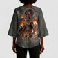 Queen Nzinga Kimono Sleeve Blouse Fierce African Warrior Queen - Dark Tribal Fire Art - African Pride