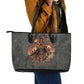 Queen Nzinga Leather Tote Bag Fierce African Warrior Queen - Dark Tribal Fire Art - African Pride