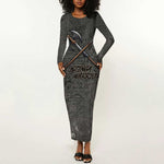 Queen Nzinga Long Sleeve Bodycon Dress Fierce African Warrior Queen - Dark Tribal Fire Art - African Pride