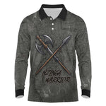 Queen Nzinga Long Sleeve Polo Shirt Fierce African Warrior Queen - Dark Tribal Fire Art - African Pride