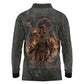 Queen Nzinga Long Sleeve Polo Shirt Fierce African Warrior Queen - Dark Tribal Fire Art - African Pride
