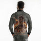 Queen Nzinga Long Sleeve Polo Shirt Fierce African Warrior Queen - Dark Tribal Fire Art - African Pride