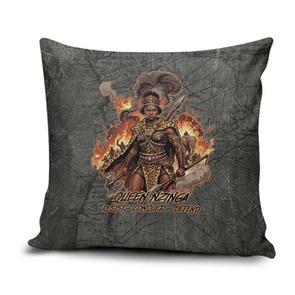 Queen Nzinga Pillow Cover Fierce African Warrior Queen - Dark Tribal Fire Art - African Pride