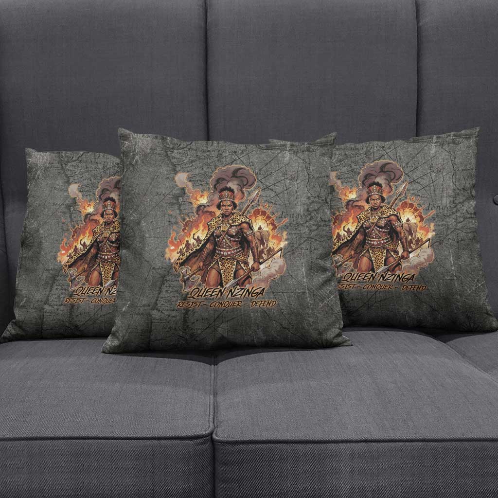 Queen Nzinga Pillow Cover Fierce African Warrior Queen - Dark Tribal Fire Art - African Pride