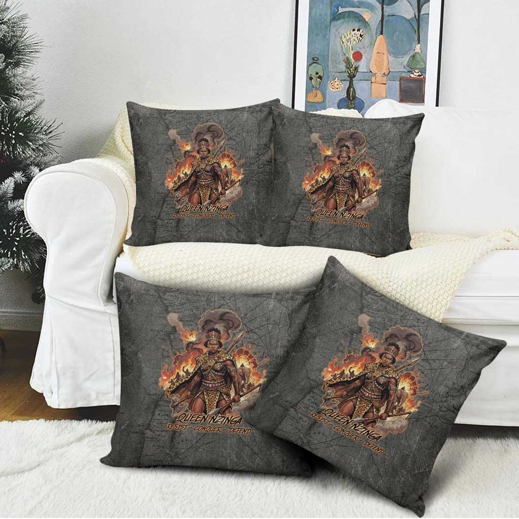 Queen Nzinga Pillow Cover Fierce African Warrior Queen - Dark Tribal Fire Art - African Pride