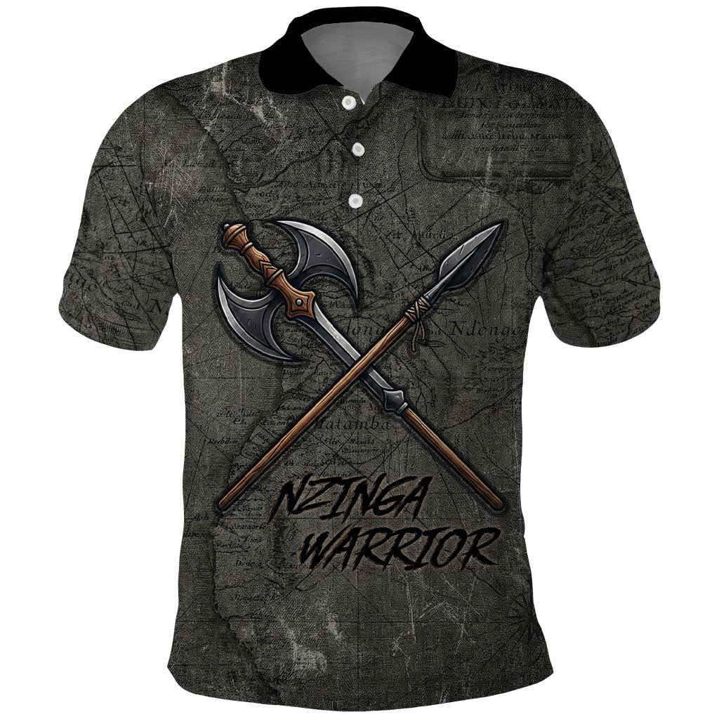 Queen Nzinga Polo Shirt Fierce African Warrior Queen - Dark Tribal Fire Art - African Pride