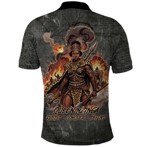 Queen Nzinga Polo Shirt Fierce African Warrior Queen - Dark Tribal Fire Art - African Pride