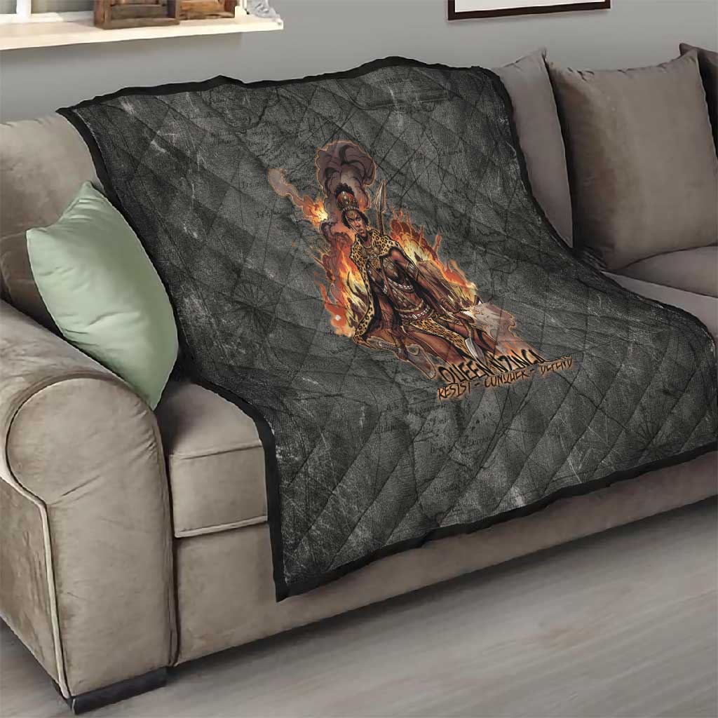 Queen Nzinga Quilt Fierce African Warrior Queen - Dark Tribal Fire Art - African Pride