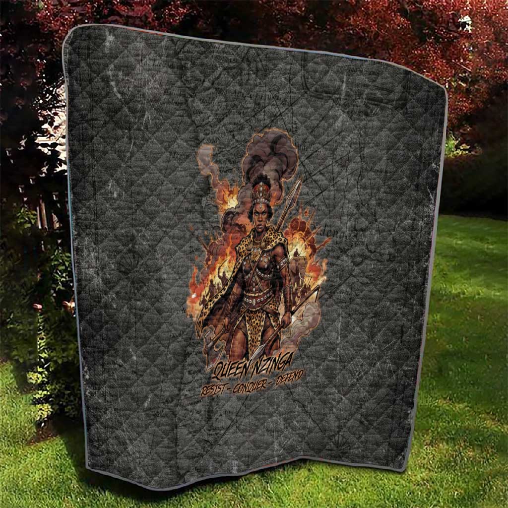 Queen Nzinga Quilt Fierce African Warrior Queen - Dark Tribal Fire Art - African Pride