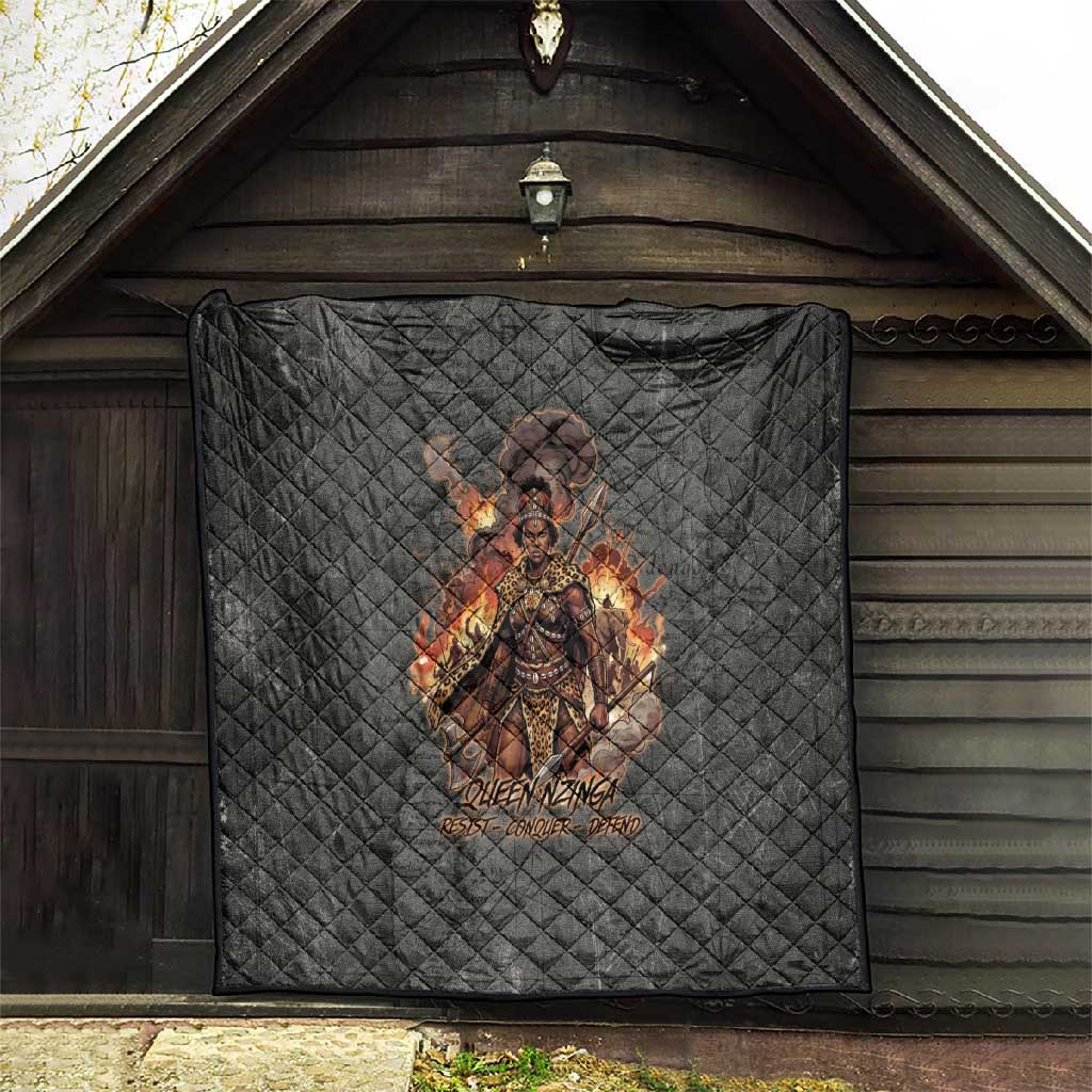 Queen Nzinga Quilt Fierce African Warrior Queen - Dark Tribal Fire Art - African Pride