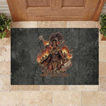 Queen Nzinga Rubber Doormat Fierce African Warrior Queen - Dark Tribal Fire Art - African Pride