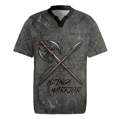 Queen Nzinga Rugby Jersey Fierce African Warrior Queen - Dark Tribal Fire Art - African Pride