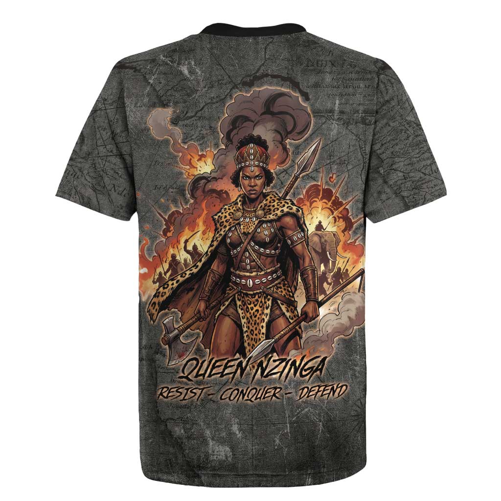 Queen Nzinga Rugby Jersey Fierce African Warrior Queen - Dark Tribal Fire Art - African Pride