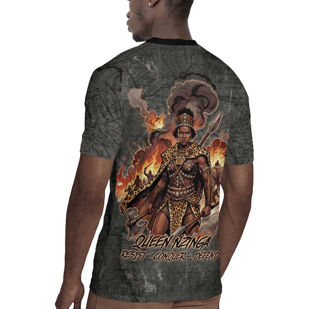 Queen Nzinga Rugby Jersey Fierce African Warrior Queen - Dark Tribal Fire Art - African Pride