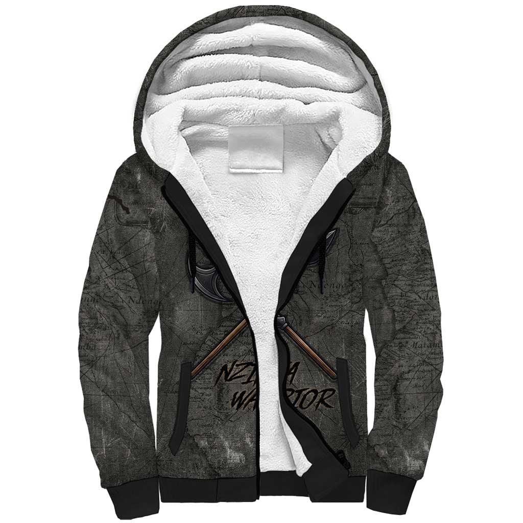 Queen Nzinga Sherpa Hoodie Fierce African Warrior Queen - Dark Tribal Fire Art - African Pride