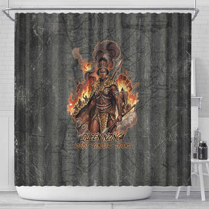 Queen Nzinga Shower Curtain Fierce African Warrior Queen - Dark Tribal Fire Art - African Pride