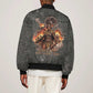 Queen Nzinga Sleeve Zip Bomber Jacket Fierce African Warrior Queen - Dark Tribal Fire Art - African Pride