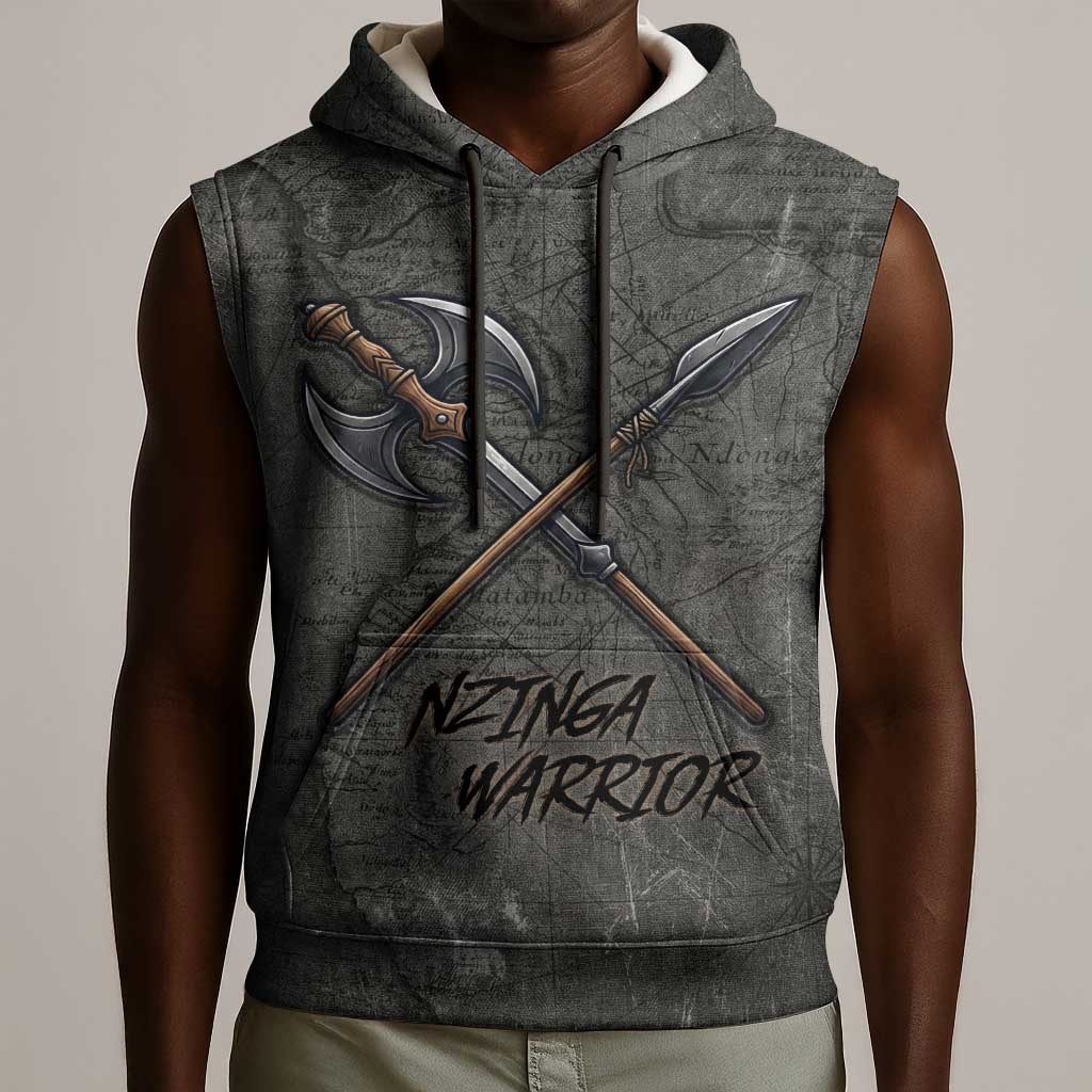 Queen Nzinga Sleeveless Hoodie Fierce African Warrior Queen - Dark Tribal Fire Art - African Pride