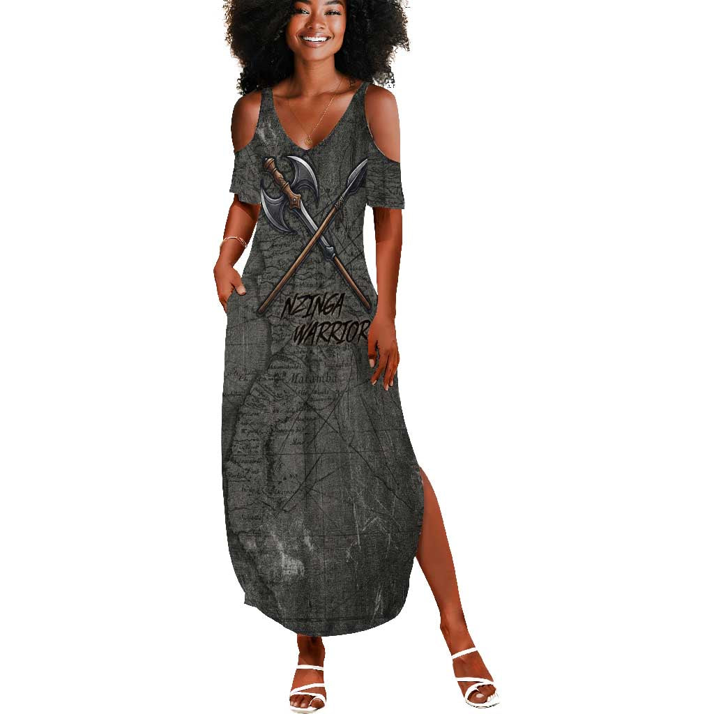 Queen Nzinga Summer Maxi Dress Fierce African Warrior Queen - Dark Tribal Fire Art - African Pride