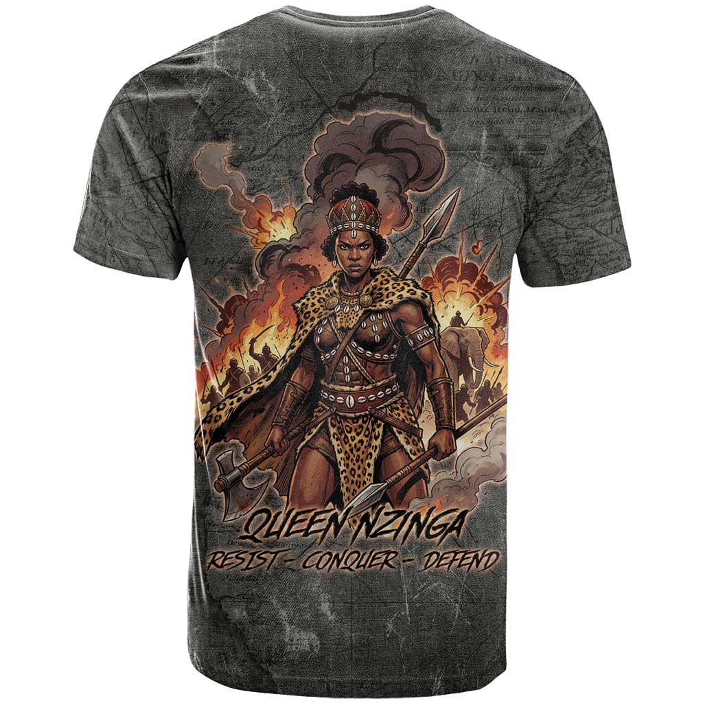 Queen Nzinga T shirt Fierce African Warrior Queen - Dark Tribal Fire Art - African Pride