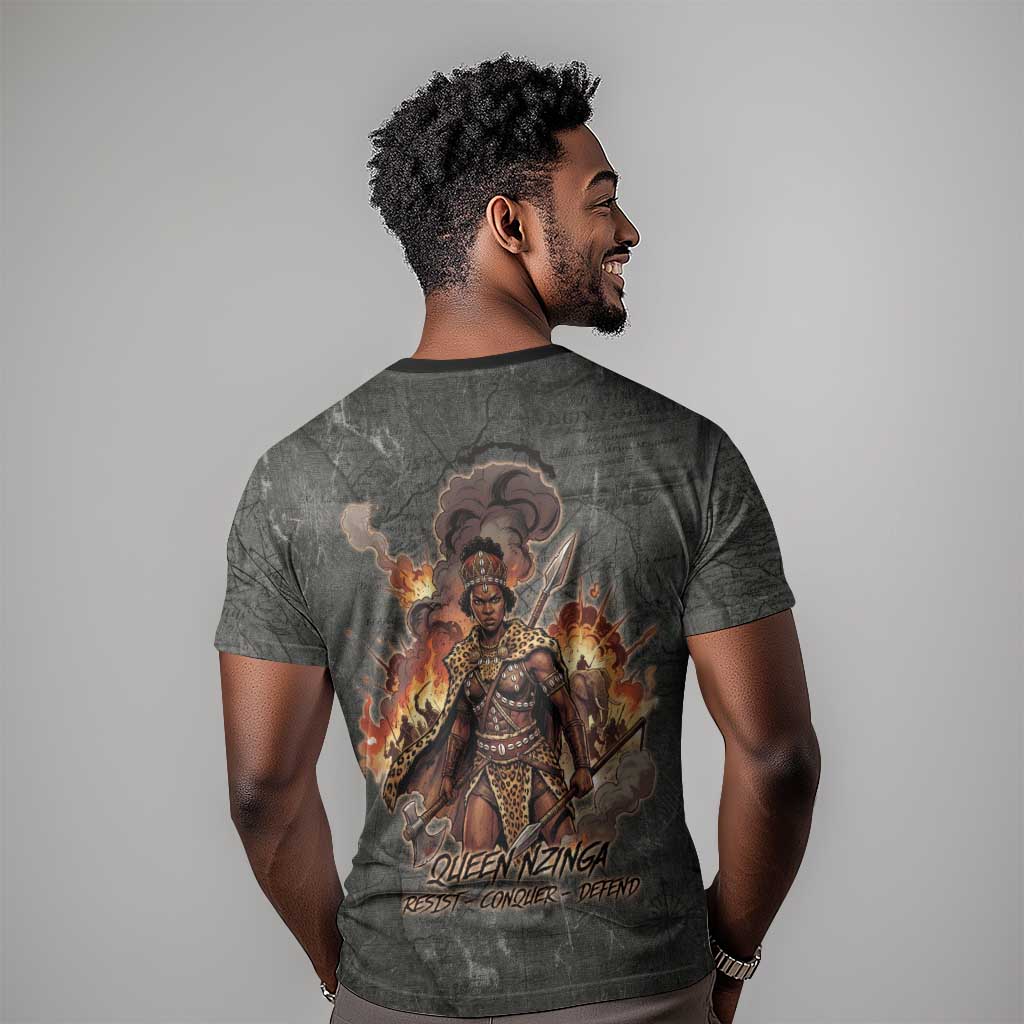 Queen Nzinga T shirt Fierce African Warrior Queen - Dark Tribal Fire Art - African Pride