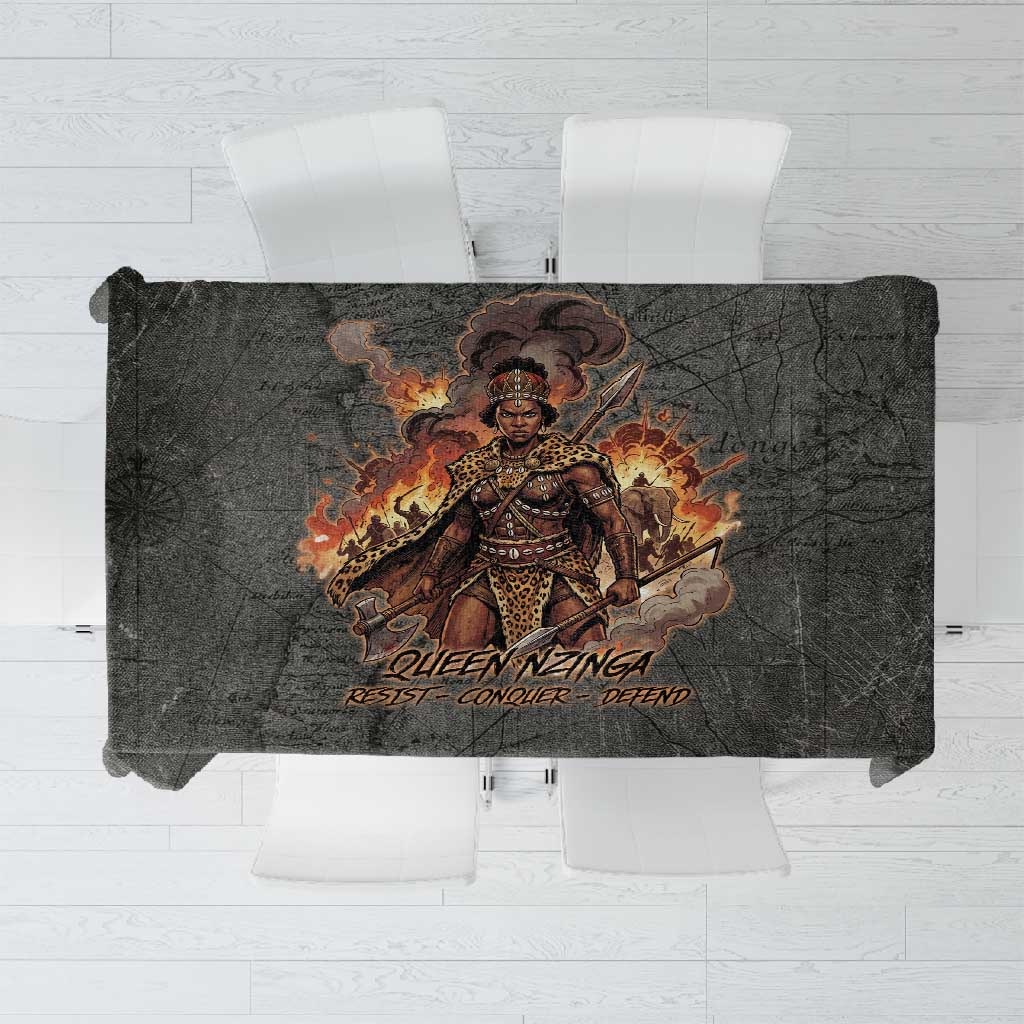 Queen Nzinga Tablecloth Fierce African Warrior Queen - Dark Tribal Fire Art - African Pride