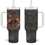 Queen Nzinga Tumbler With Handle Fierce African Warrior Queen - Dark Tribal Fire Art - African Pride