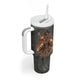 Queen Nzinga Tumbler With Handle Fierce African Warrior Queen - Dark Tribal Fire Art - African Pride