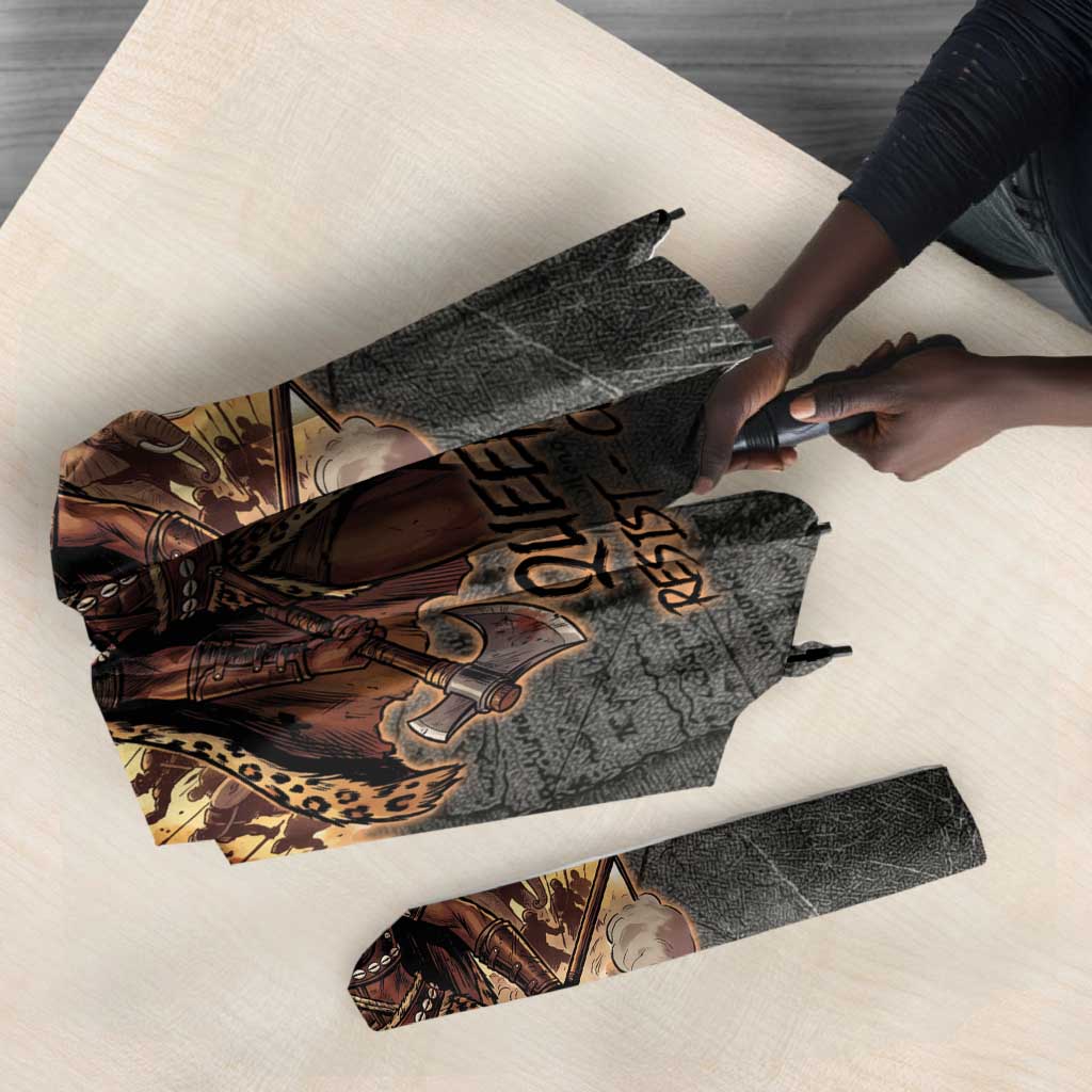 Queen Nzinga Umbrella Fierce African Warrior Queen - Dark Tribal Fire Art - African Pride