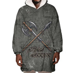 Queen Nzinga Wearable Blanket Hoodie Fierce African Warrior Queen - Dark Tribal Fire Art - African Pride