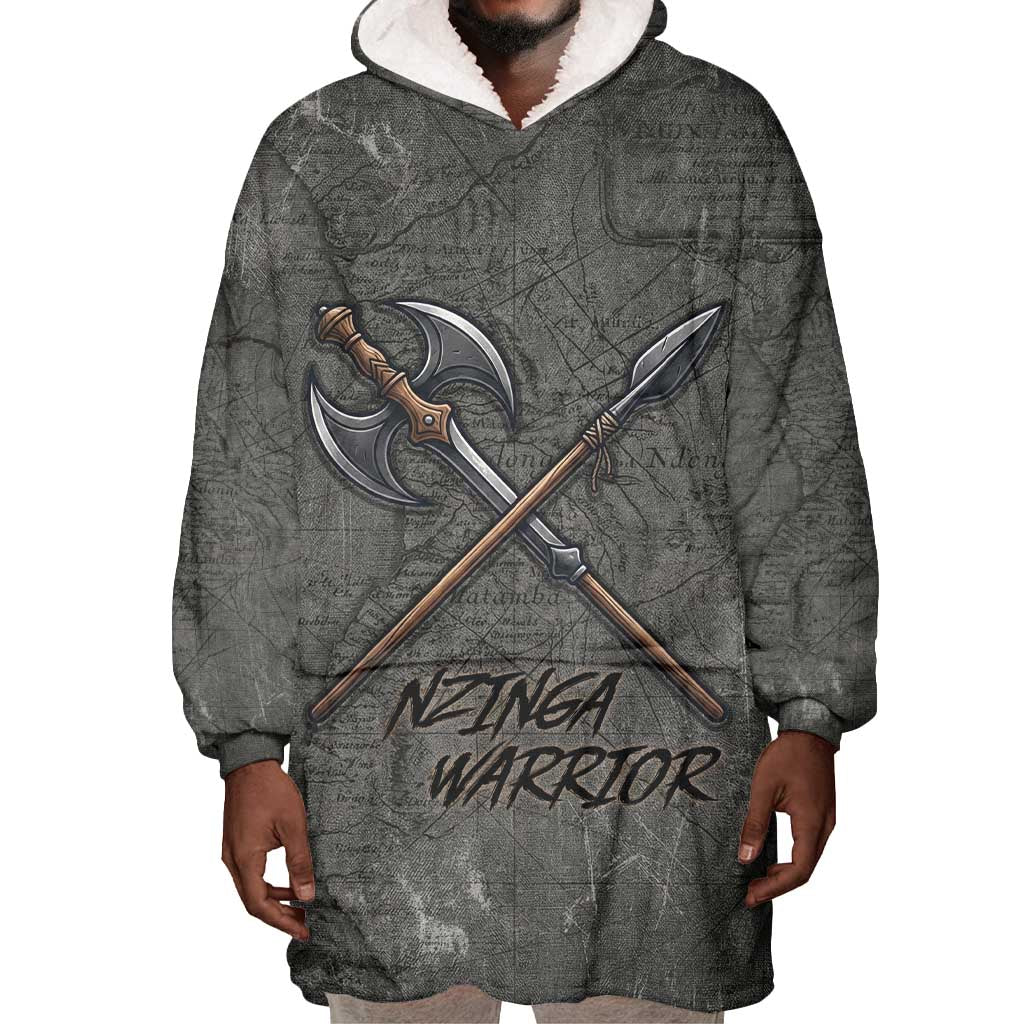 Queen Nzinga Wearable Blanket Hoodie Fierce African Warrior Queen - Dark Tribal Fire Art - African Pride