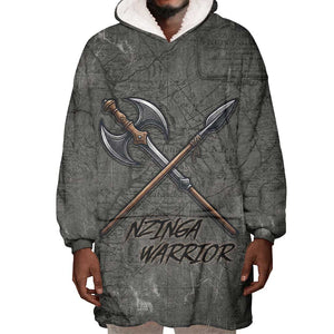 Queen Nzinga Wearable Blanket Hoodie Fierce African Warrior Queen - Dark Tribal Fire Art - African Pride