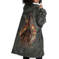 Queen Nzinga Wearable Blanket Hoodie Fierce African Warrior Queen - Dark Tribal Fire Art - African Pride