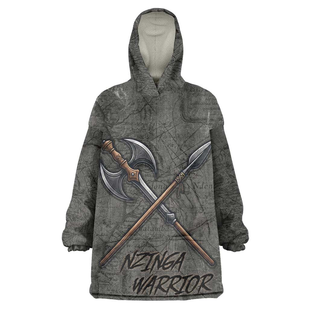 Queen Nzinga Wearable Blanket Hoodie Fierce African Warrior Queen - Dark Tribal Fire Art - African Pride