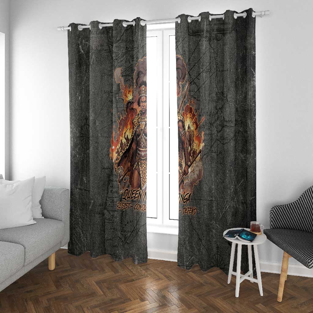 Queen Nzinga Window Curtain Fierce African Warrior Queen - Dark Tribal Fire Art - African Pride