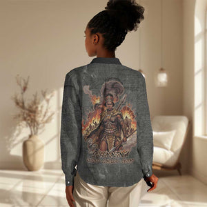 Queen Nzinga Women Casual Shirt Fierce African Warrior Queen - Dark Tribal Fire Art - African Pride