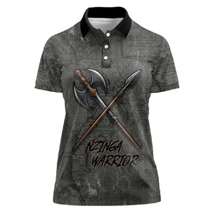 Queen Nzinga Women Polo Shirt Fierce African Warrior Queen - Dark Tribal Fire Art - African Pride