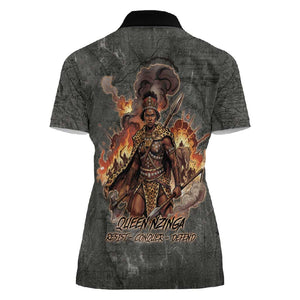 Queen Nzinga Women Polo Shirt Fierce African Warrior Queen - Dark Tribal Fire Art - African Pride